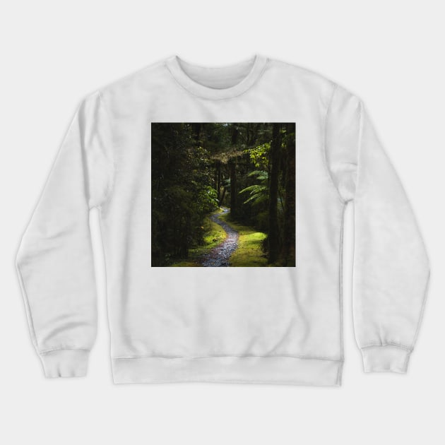 Narrow Green Forest Path in New Zealand Crewneck Sweatshirt by Danny Wanders